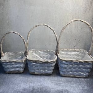 Bela pletena korpa-set 3/1