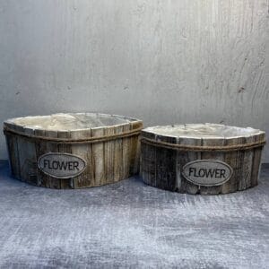 Drvena korpa flower set 2/1