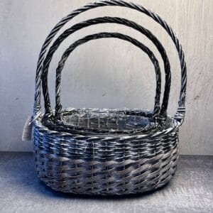 Pletena korpa set 3/1 crno braon